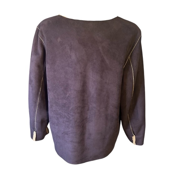 FU DA New York Womens Faux Suede Full Zip Front Light Jacket Sz Lrg - Picture 5 of 12